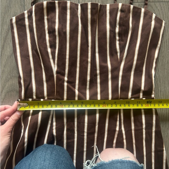 Reformation Westlake Stripe Mini Dress in Coffee Brown Size 2 - Picture 10 of 16